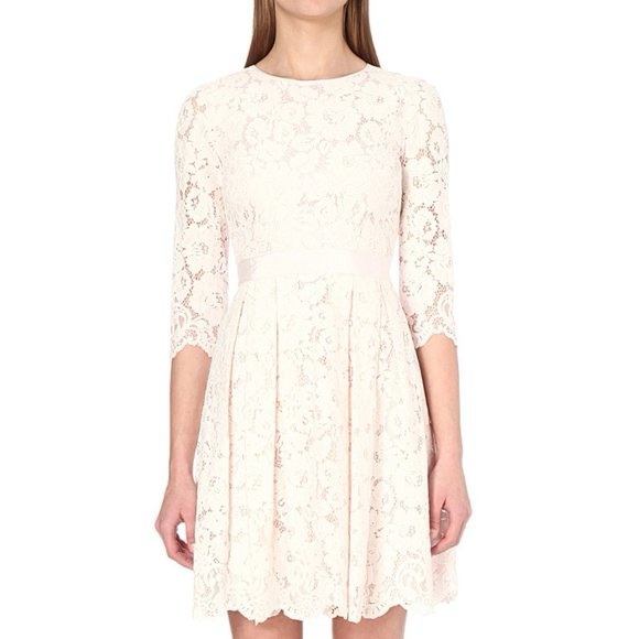 Ted Baker London Ameeya Flora Lace Fit & Flare Dress in Light Pink Pleated Skirt - Picture 3 of 17